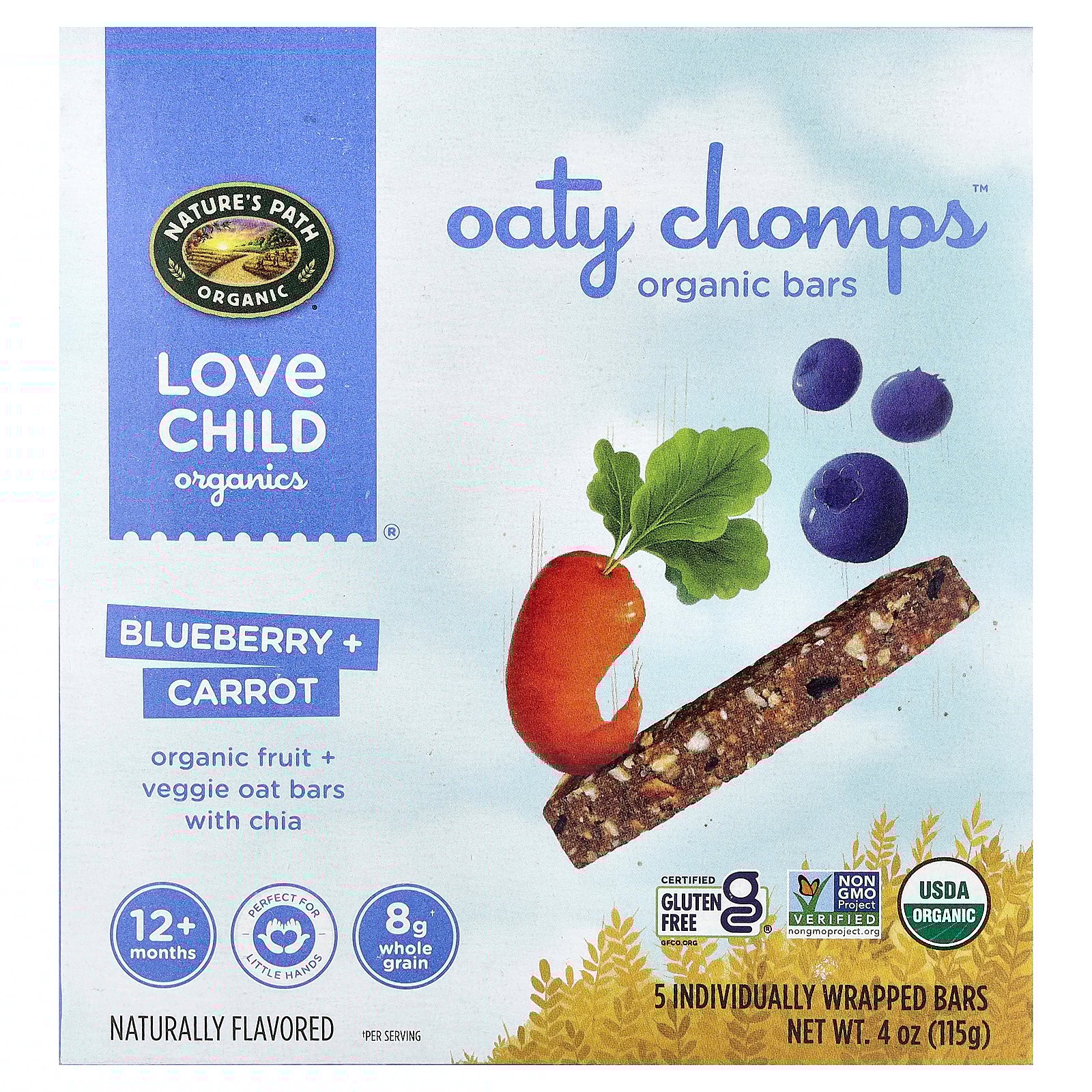 Nature's Path Organic Oaty Chomps Organic Blueberry + Carrot Bars 5 Bars