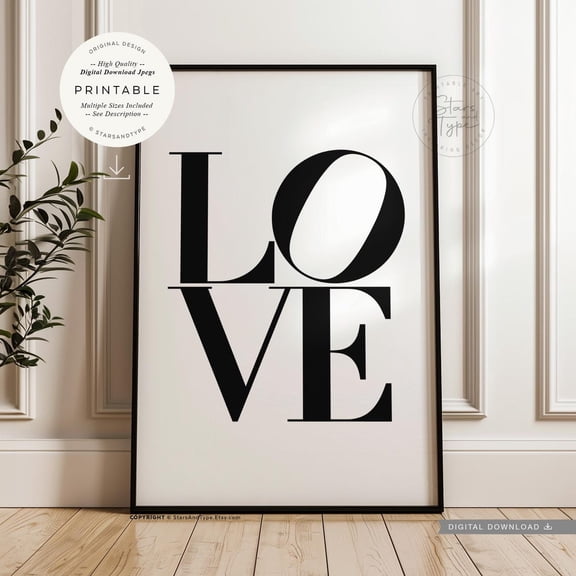 Love Classic Letter Typography Poster, Unframed Size 8x12