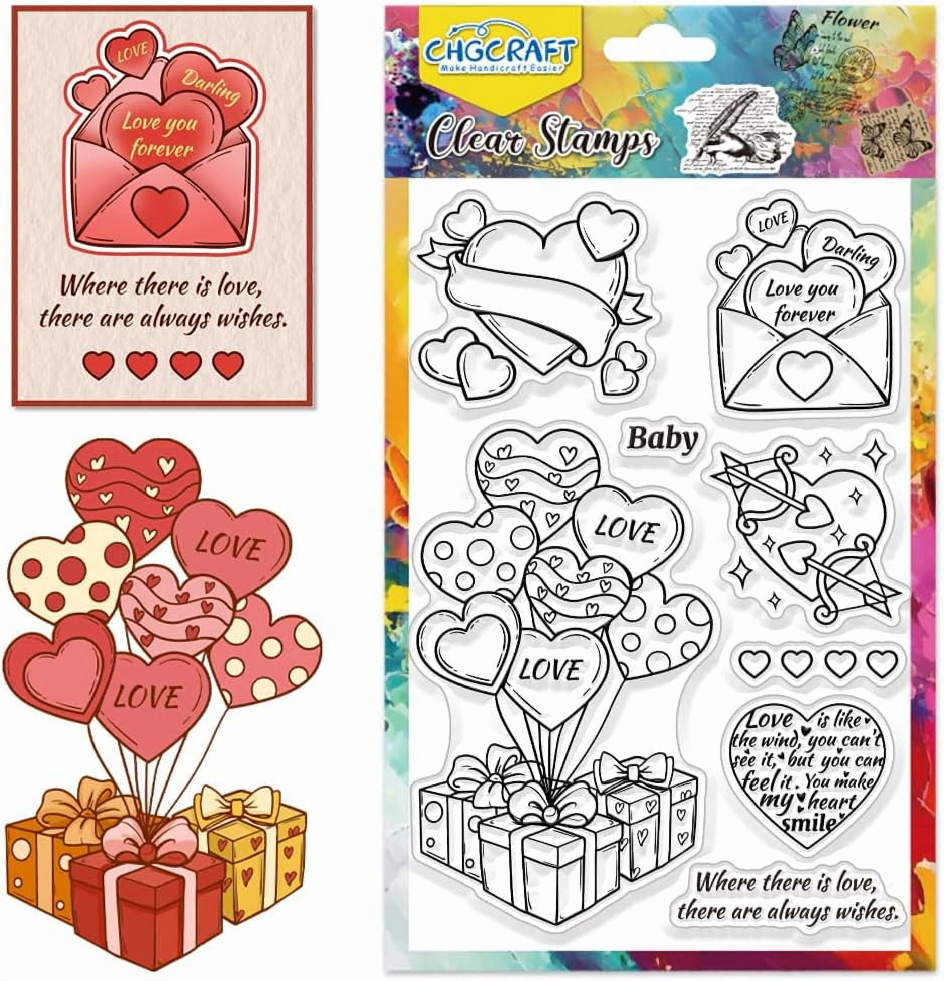 Love Clear Stamps Heart Transparent Stamp Valentine's Day Silicone ...