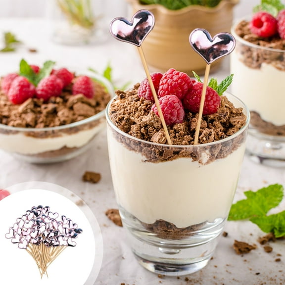 Love Cocktail Picks | 50-Pack Wooden Appetizer Toothpick Skewers for Fruit, Cheese & Drink Garnish | Party Supplies for Christmas, Weddings & Events