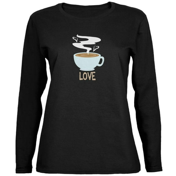 Love Coffee Black Womens Long Sleeve T-Shirt - Large
