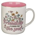 thumbnail image 1 of With Love Coffee Mug Friendship is Good For The Soul Pink Butterfly Sunflower Daisy Gold Rim and Accents Inspirational Coffee/Tea Cup for Her Birthday, All Occasion Friendship Gift, Ceramic, 14 oz, 1 of 4