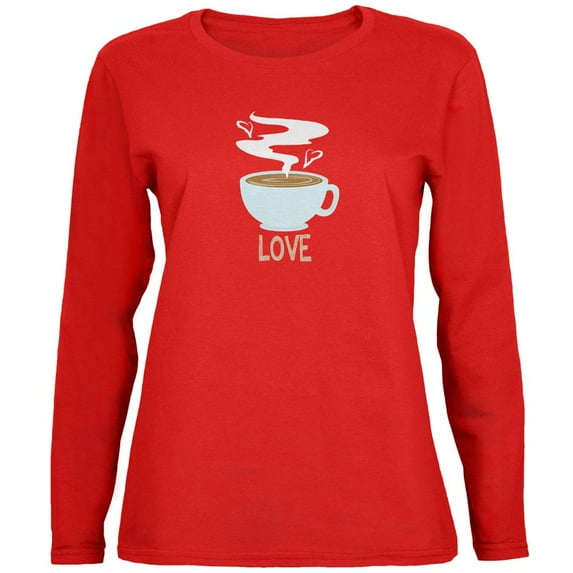 Love Coffee Red Womens Long Sleeve T-Shirt - Small
