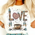 thumbnail image 1 of Love Coffee Shirt, Cozy Warm Vibes Tee, Feather Decor Coffee Lover T-Shirt, Romantic Coffee Gift Graphic Tee, Unique Coffee Style Shirt, 1 of 5