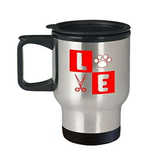 Love Coffee Travel Mug - Dog Paw Gifts - 14 oz Stainless Steel Cup