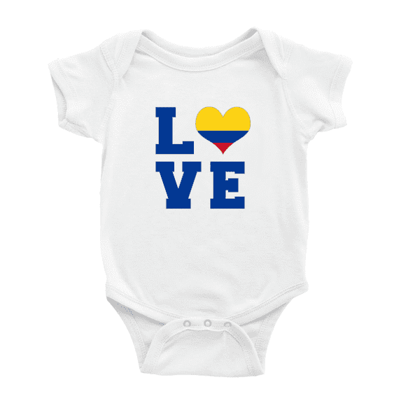 Love Colombia Flag Heart Baby Rompers (White, 18-24 Months)