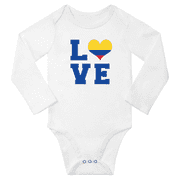 Love Colombia Heart Flag Baby Long Slevve Rompers (White, 12-18 Months)