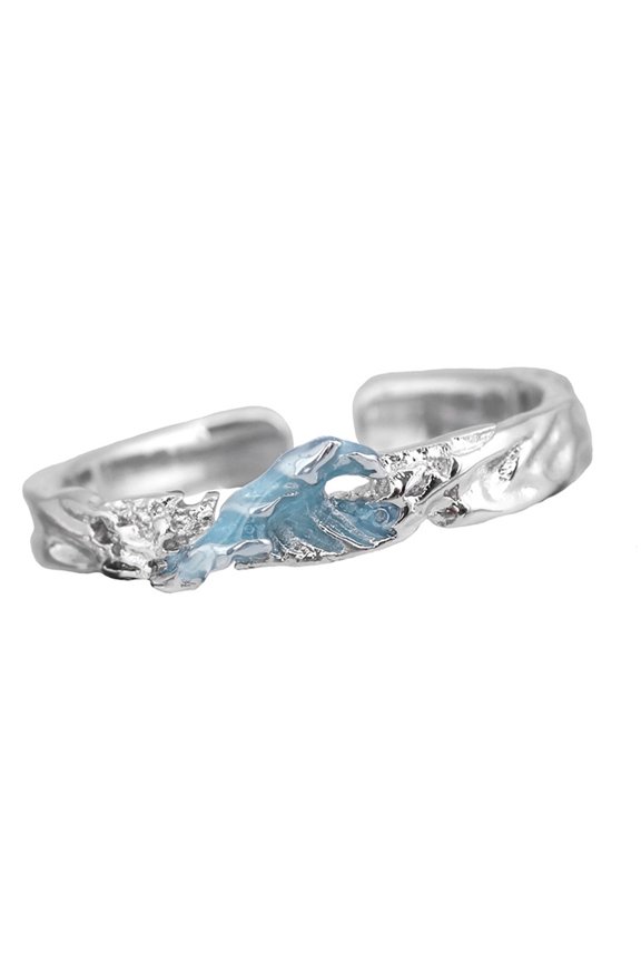Love Commitment Couple Rings Mountain Sea Designs And Adjustable Size Finger Accessory Handmade Jewelry
