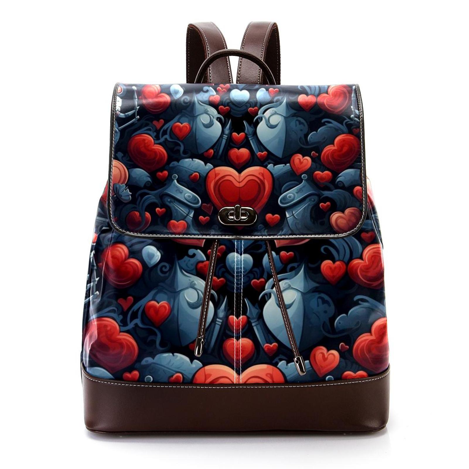 Love Cool PU Leather Backpack with Adjustable Shoulder Strap, Large