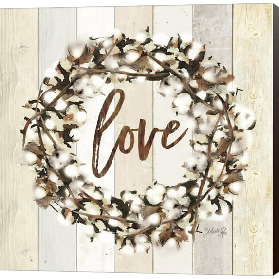 Love Cotton Wreath by Marla Rae, Canvas Wall Art