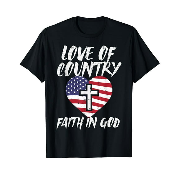 Love Country Faith In God US Flag Christian Men Women Kids T-Shirt
