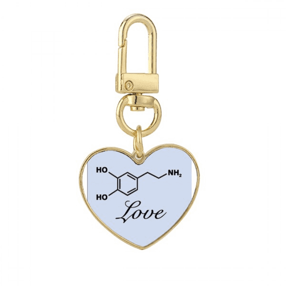 Love Couple Checal Structure Molecule Gold Heart Keychain Metal Keyring Holder