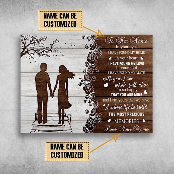 Love Couple, In Your Eyes, I Have Found My Home, In Your Heart Customized Personalized NAME 11 x 17 Inch Poster