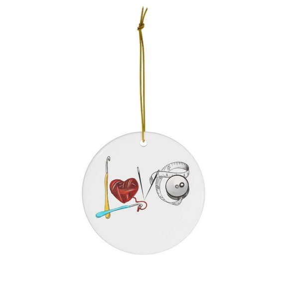 Love Crochet Ceramic Christmas Ornament