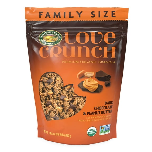 Love Crunch OrganicUMRTDark Chocolate & Peanut Butter Granola, 26.4 oz (Pack of 1), Value Size, Non-GMO, Fair Trade, by Nature's Path