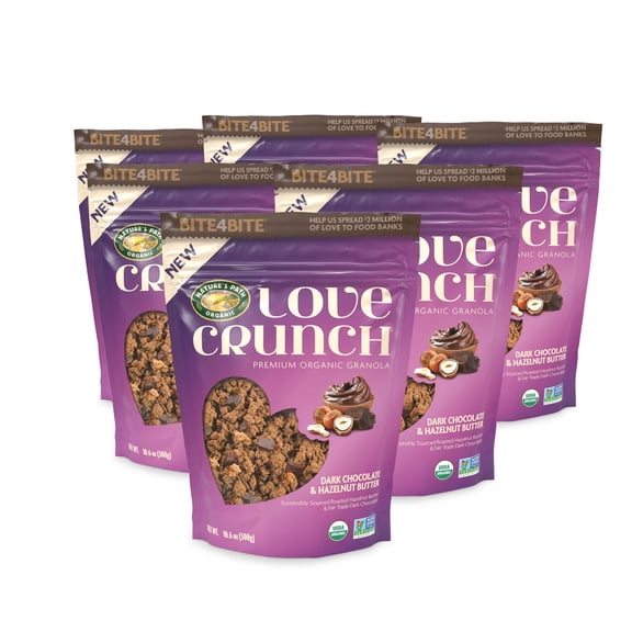 Love Crunch Organic Dark Chocolate & Hazelnut Butter Granola, 10.6 oz (Pack of 6), Non-GMO, Fair Trade, by Nature's Path