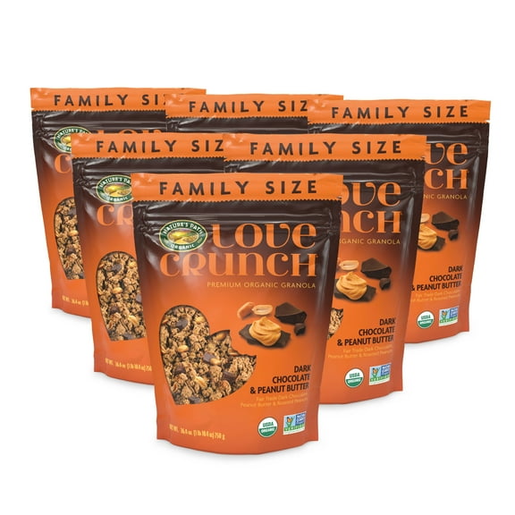 Love Crunch Organic Dark Chocolate & Peanut Butter Granola, 26.4 oz (Pack of 6), Non-GMO, Fair Trade, by Nature's Path