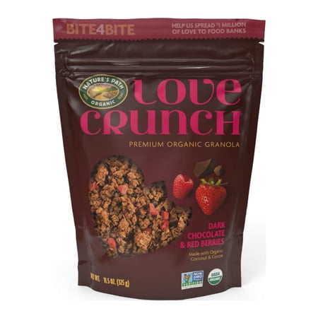 Love Crunch Organic Granola, Dark Chocolate & Red Berries, 11.5 Oz (Pack of 6), Non GMO, Fairtrade, by Nature's Path