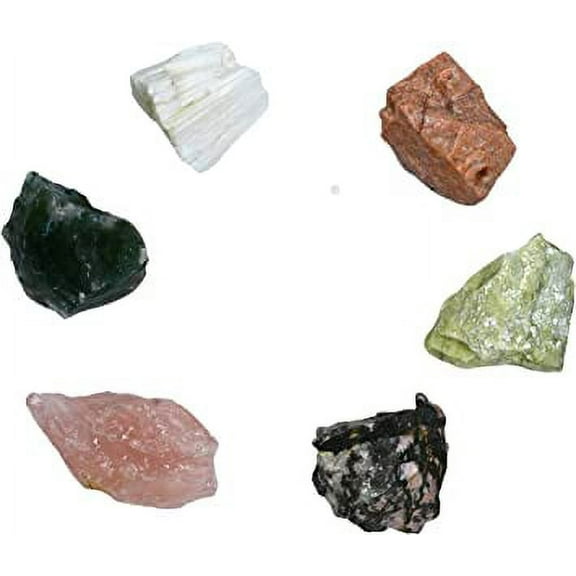 Love Crystal Stone Set - Rose Quartz Rhodonite Peach Moonstone Serpentine Scolecite Moss Agate