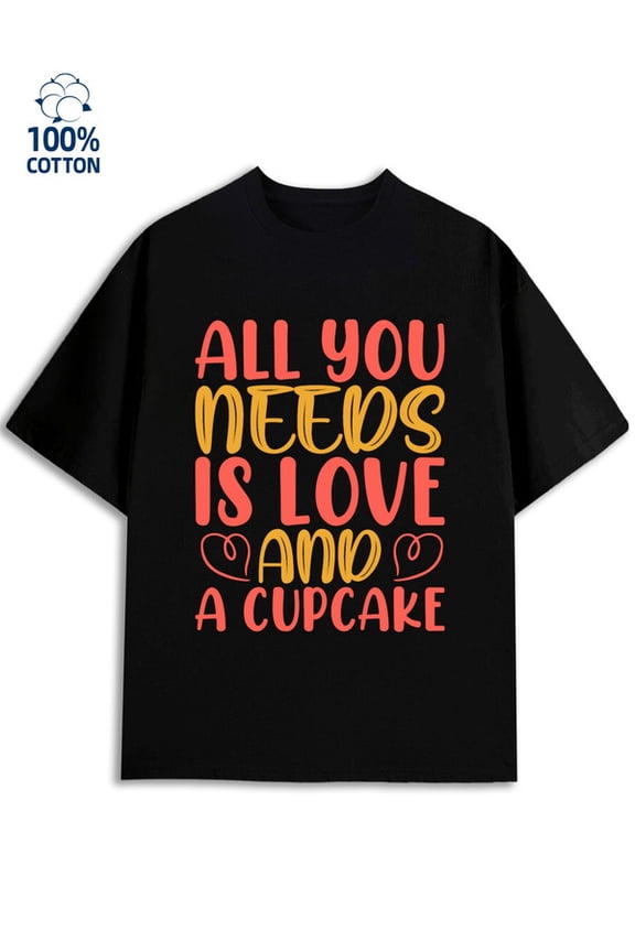 Love & Cupcake Tee for men lover black Refreshing and lightweight, perfect for summer sports and leisure wear interesting gift Funny Unisex Shirt Cotton tshirts