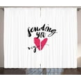 thumbnail image 1 of Ambesonne Love Curtains 2 Panel Set, Sending You My Heart Words, 108" x 84", Hot Pink Black White, 1 of 3