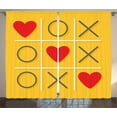 thumbnail image 1 of Ambesonne Love Curtains 2 Panel Set, Romantic Xoxo Kiss Design, 108" x 84", Yellow Red, 1 of 3