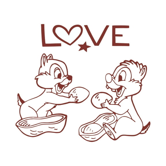 Love Cute Cartoon chipmunks Love Wall Design Wall Art Sticker Designs Vinyl Stickers For Home House Walls Rooms Windows Bedroom Decoration Size (12x12 inch)