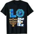 thumbnail image 1 of Love Cute Hanukkah Decoration Menorah Matching Family Pajama T-ShirtMen and women, Black T-shirt, size: Extra large, 1 of 4