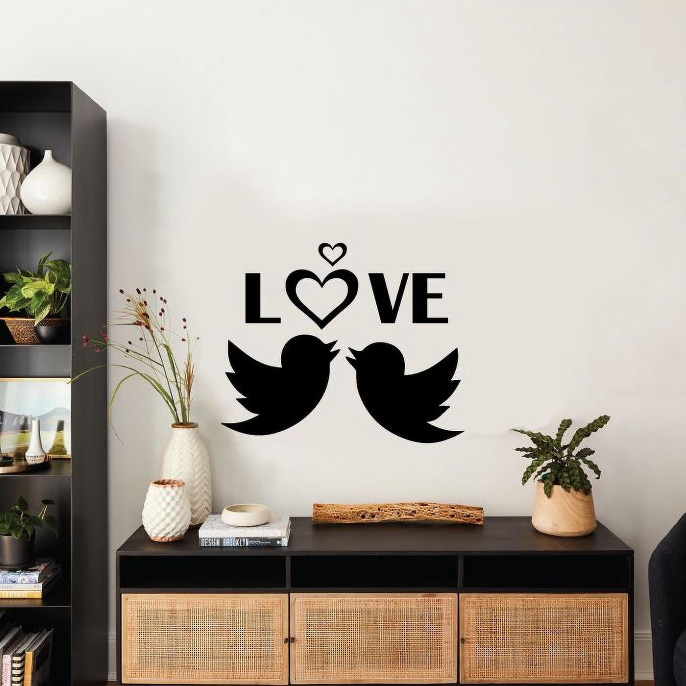 Love - Cute Love Birds Silhouette Drawing Heart Love Birds Vinyl Wall ...