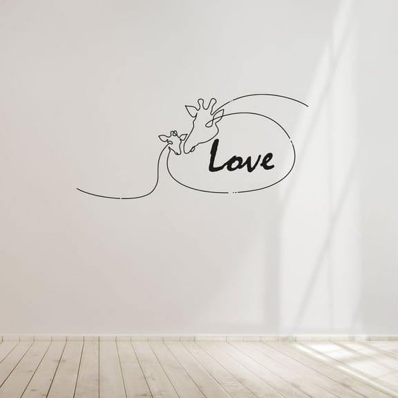 Love - Cute Mother And Baby Line Pattern Art Giraffe Decor Decoration Design Vinyl Wall Art Wall Sticker Wall Decal Home Kid Nursery Room Study Room Boys Girls Wall Decor Design Size (18x20 inch)