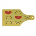 thumbnail image 1 of Love Cutting Board, Tic-Tac-Toe Game with Xoxo Flat Design Let Me Kiss You Funny Romantic Illustration, Tempered Glass Cutting and Serving Board, Wine Bottle Shape, Yellow Red, by Ambesonne, 1 of 1