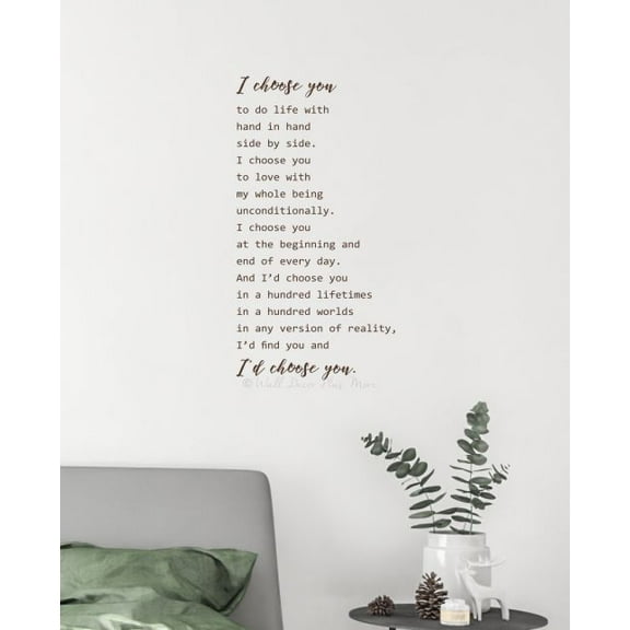 Love Décor Stickers Bedroom Wall Decals Quote I'd Choose You Verse Saying 12x23-Inch Chocolate Brown