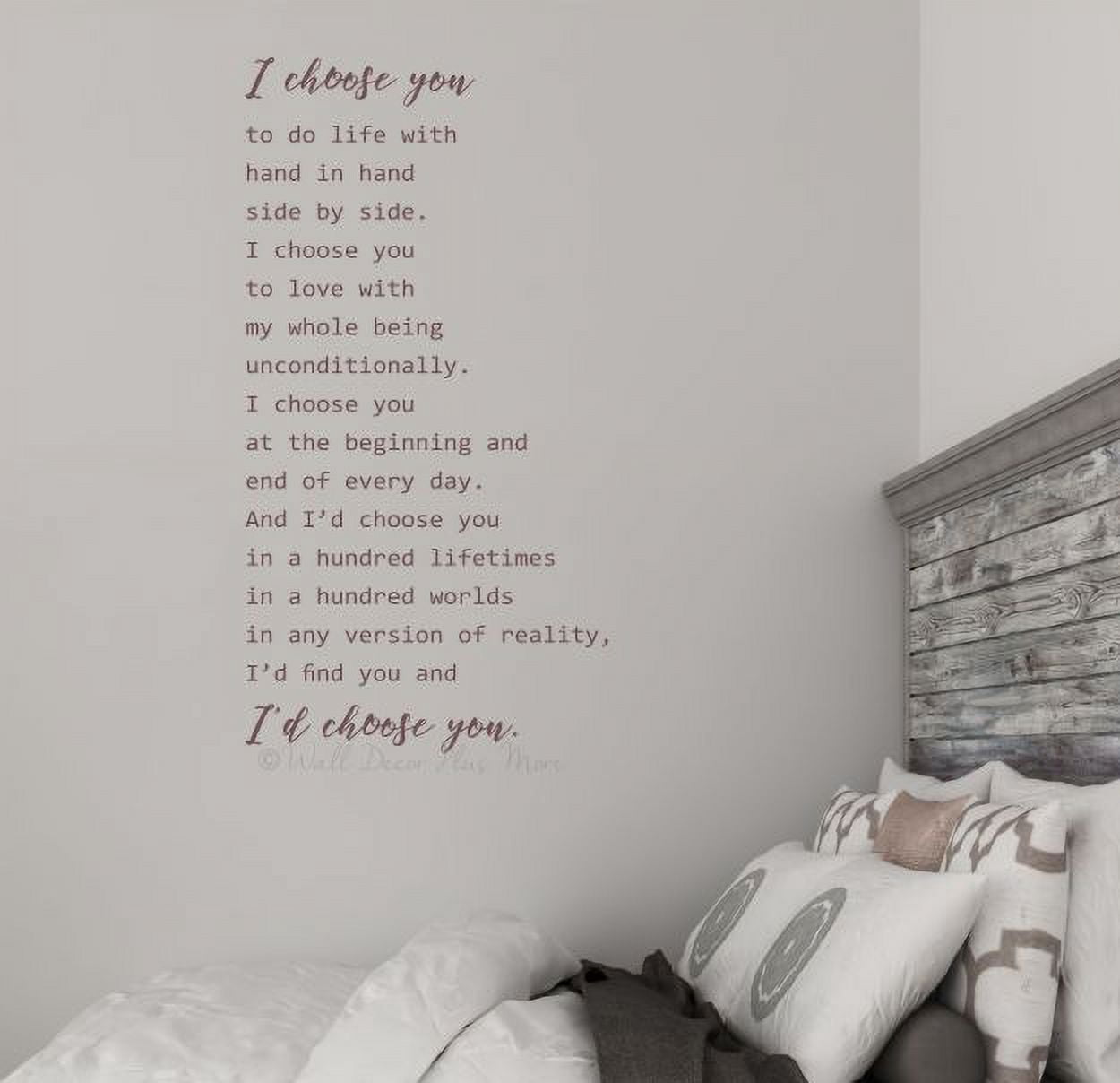 Love Décor Stickers Bedroom Wall Decals Quote I'd Choose You Verse Saying 20x37-Inch Eggplant