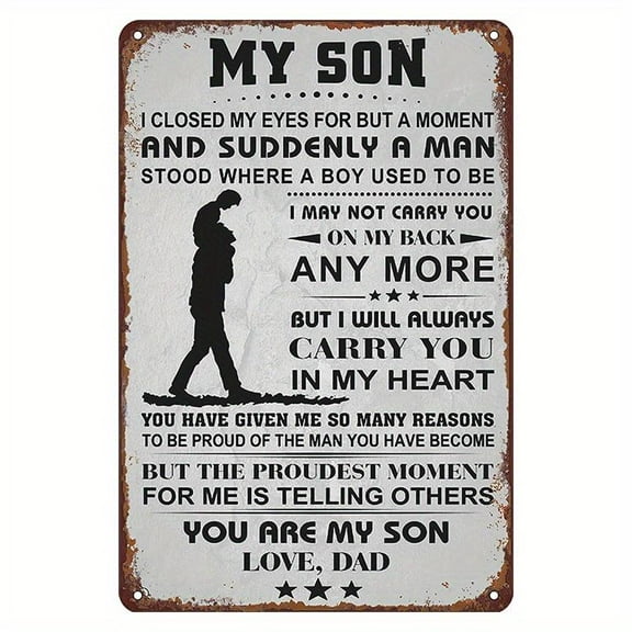 Love Dad Retro Metal Sign My Son Love Dad Retro Metal Tin Sign, Gift For Son Home Family Funny Wall Art Interior Decoration, Metal Plaque Poster For Home Easter Gift Halloween Christmas Gift 8x12inch