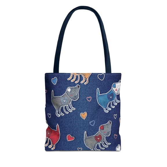 Love Day Graphic Design Denim Fabric Imitation Print Unisex Canvas Bag POLY 3 Sizes Tote Bag 201-13