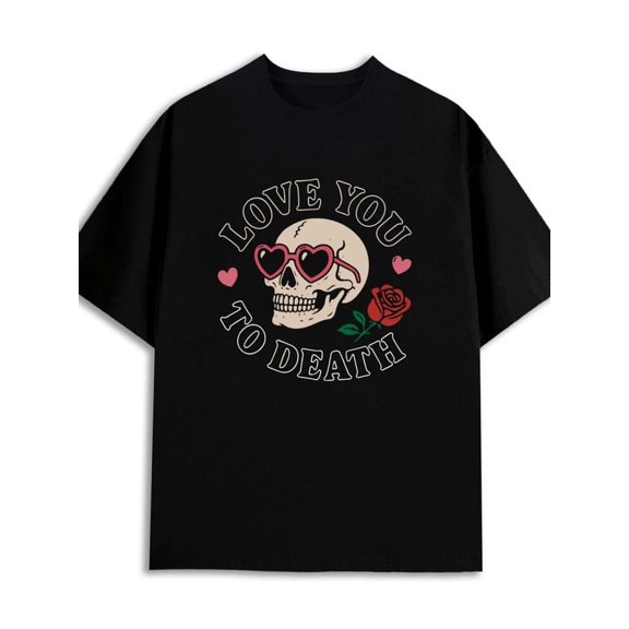 Greenink Love to Death Tee mens 180G Cotton black Unique Design Unisex Shirt Short Sleeve tshirts Classic Unisex Shirt Crewneck tshirts Original Unisex Shirt Cotton tsh