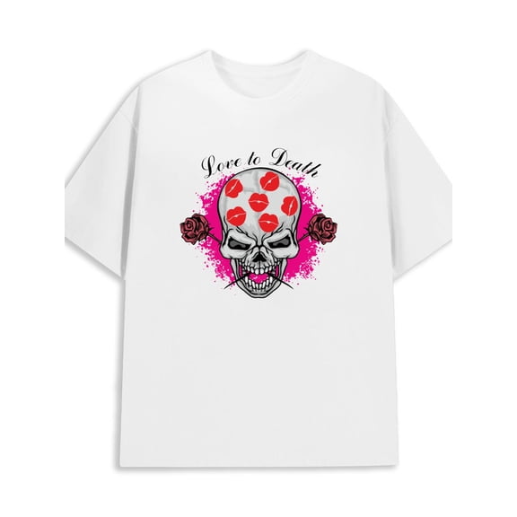 Love to Death mens 180G 100% Cotton white Basic Unisex Shirt Short Sleeve tshirts Casual Unisex Shirt Printed tshirts Original Unisex Shirt Crewneck tshirts