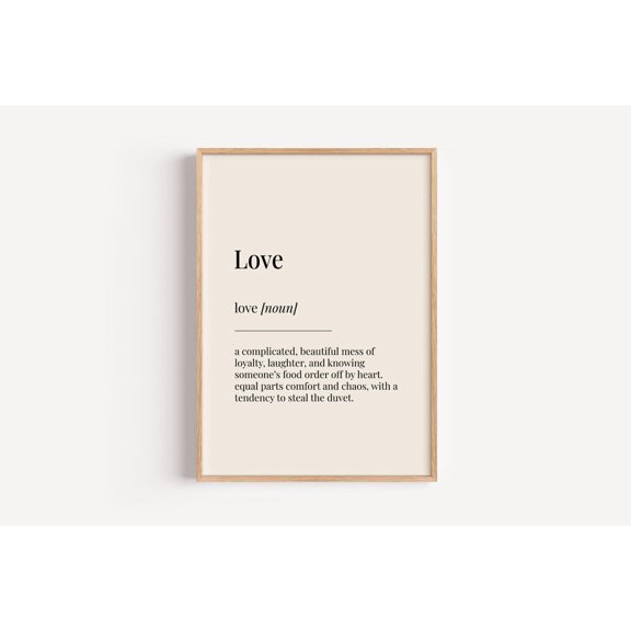 Love Definition Dictionary Typography Wall Art Decor Unframed Paper Print