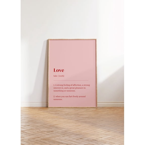 Love Definition Minimalist Typography Wall Art Romantic Home Decor, Unframed Paper Print Size 8x12