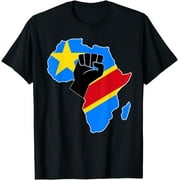 Love Democratic Republic Of Congo DRC RDC Flag In Africa Map T-Shirt