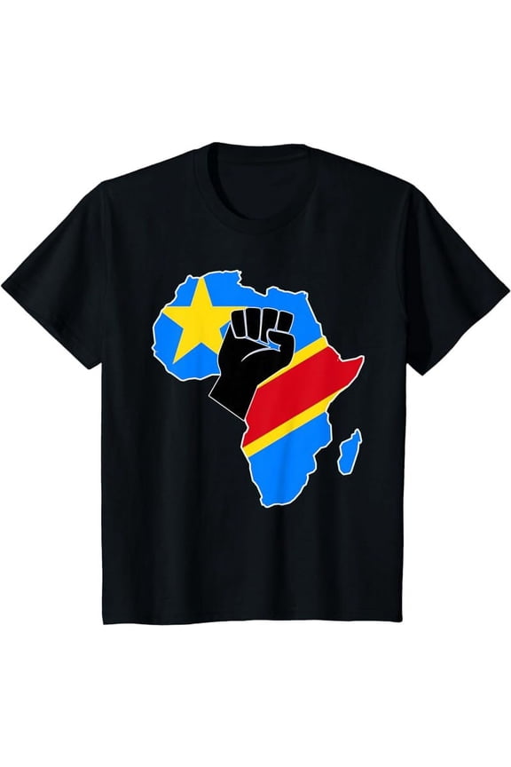 Love Democratic Republic Of Congo DRC RDC Flag In Africa Map T-Shirt