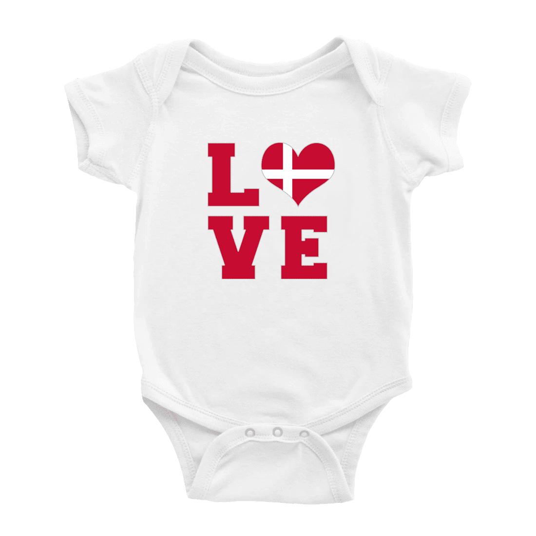 Love Denmark Flag Heart Cute Baby Jumpsuits Newborn Clothes (White, 3-6 ...