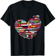 Love Diversity National Flags Heart Earth Day T-Shirt
