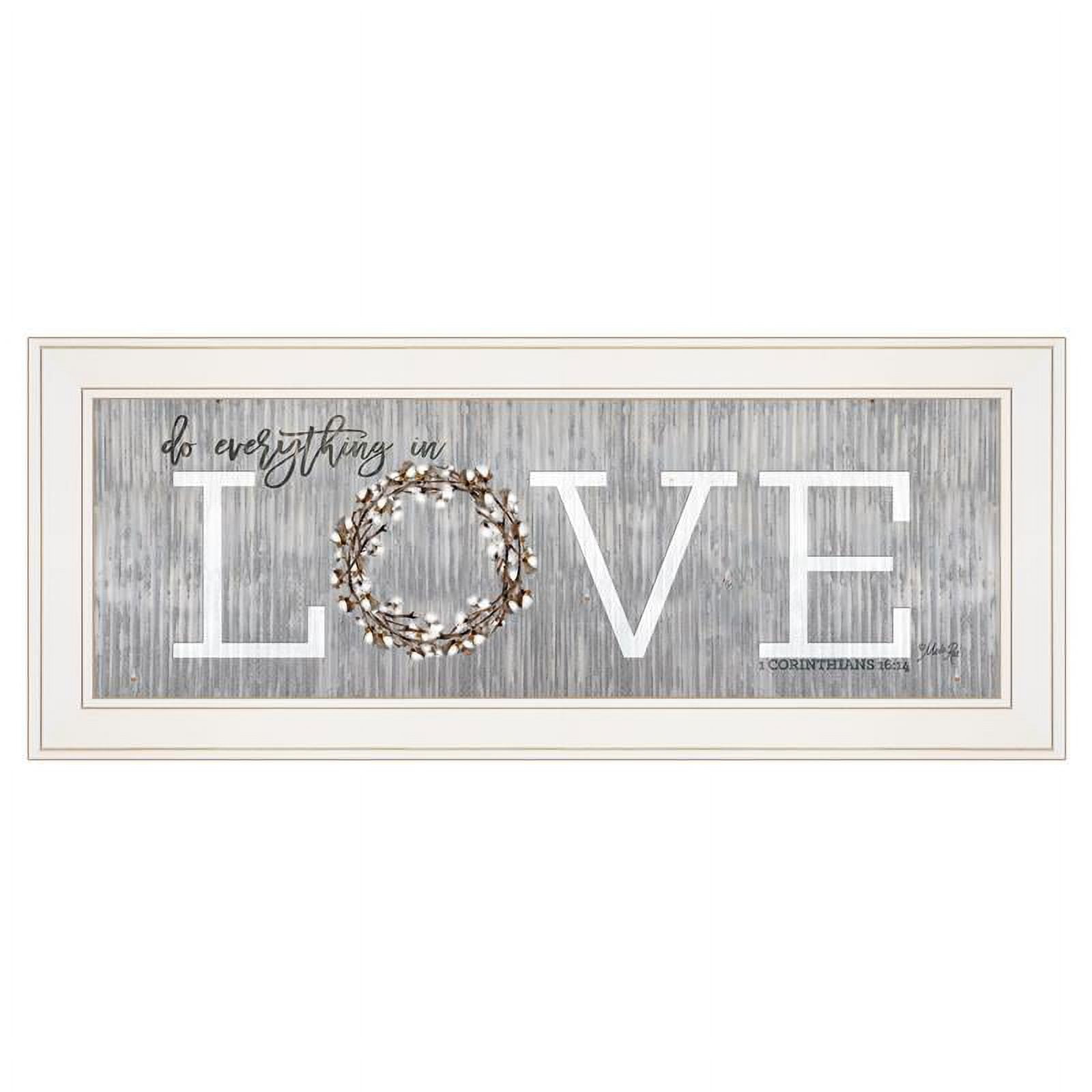Inspirational Love Print on Metal with White Wood Frame