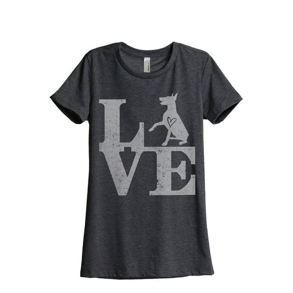 Love Doberman Women's Fashion Relaxed T-Shirt Tee Charcoal Gray Medium