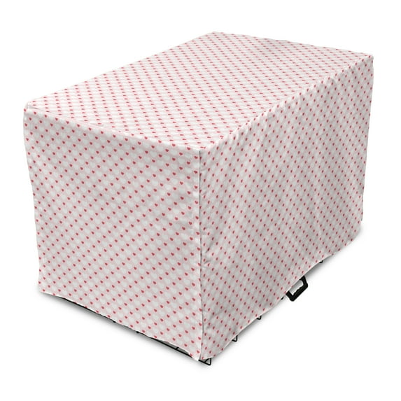 Love Dog Crate Cover, Small Big Hearts Love Feminine Antique Classical Gatherings Engagement Inspired, Easy to Use Pet Kennel Cover Small Dogs Puppies Kittens, 7 Sizes, Red Rose White, by Ambesonne