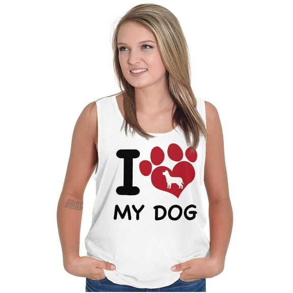 Love Dog Cute Paw Print Doggie Tank Top Tee Shirt Women Brisco Brands S