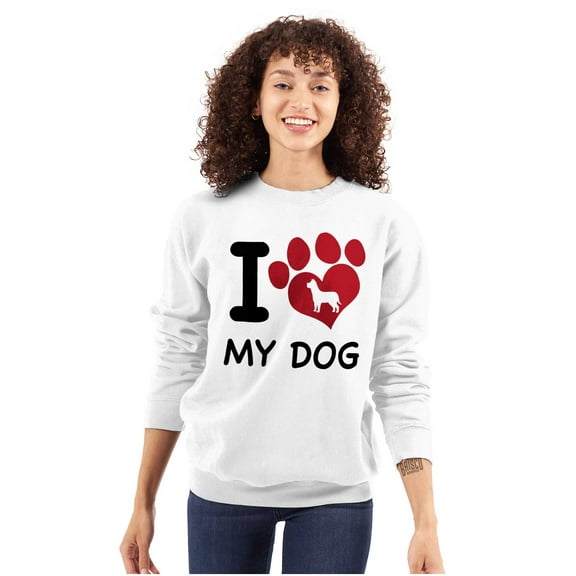 Love Dog Cute Paw Print Doggie Women Crewneck Sweatshirt Brisco Brands S