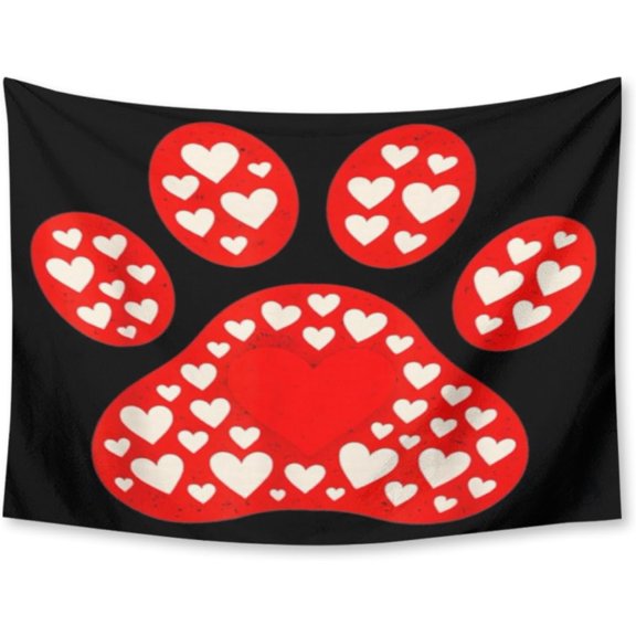 Love Dog Silhouette Shirt Cute Pet Lover Valentine Art Tapestry, Wall Hanging for Bedroom & Living Room, 30 X 40 IN