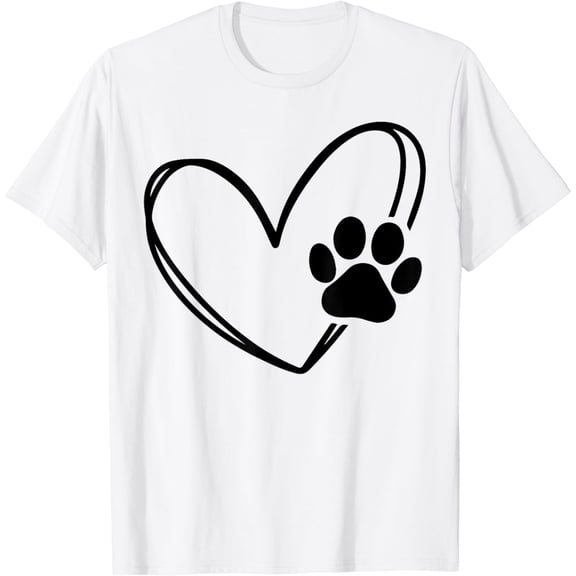 Love Dogs Cute Dog Foot Heart Design T-Shirt